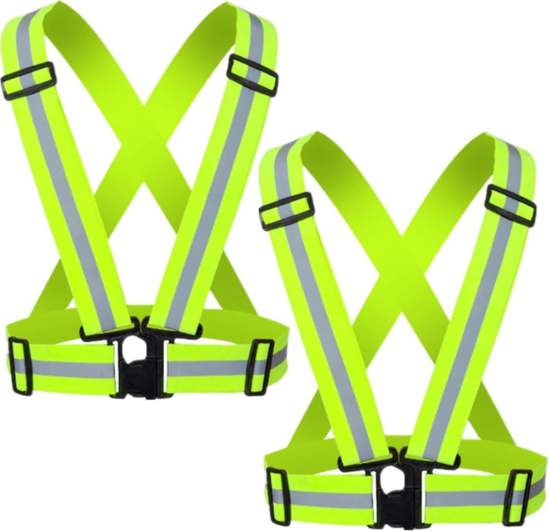 YUNLOVXEE Reflective Strap Safety Vest Gear - 2-10 Pack Adjustable High Visible Reflective Running Gear for Women Men Night - Image 1